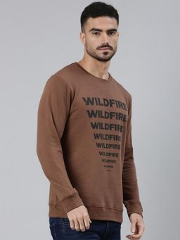 Classic Polo - Brown Crew Neck Pull Over Printed Sweatshirt