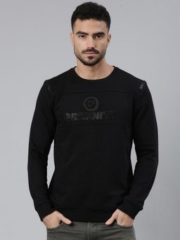 Classic Polo - Black Crew Neck Pull Over Printed Sweatshirt