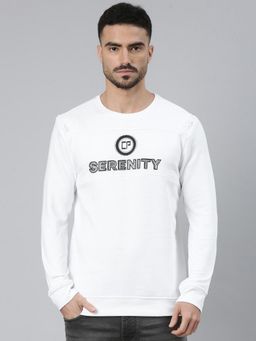 Classic Polo - White Crew Neck Pull Over Printed Sweatshirt