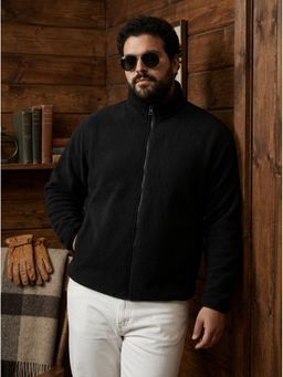 UNSTD - Black Plus Size Fleece Full Sleeve Warm Winter Jacket