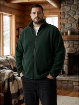 UNSTD - Olive Plus Size Fleece Full Sleeve Warm Winter Jacket