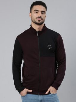 Classic Polo - Burgundy High Neck Zipper Kangaroo Pocket Sweatshirt