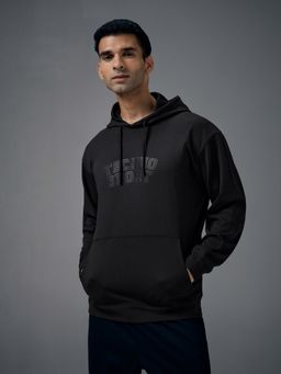 Technosport - Black Hooded Regular Fit Printed Hoodie