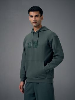 Technosport - Green Hooded Regular Fit Printed Hoodie