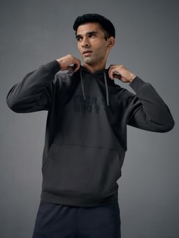 Technosport - Grey Hooded Regular Fit Printed Hoodie