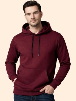 Glito - Maroon Fleece Solid Pullover Hoodie