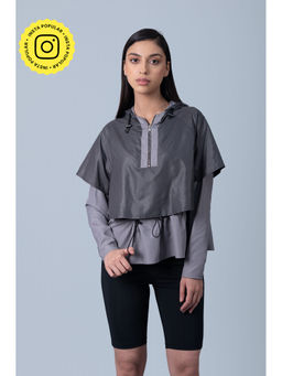 Muvazo - Women Steel Grey Groove In Grace Peplum T-shirt