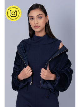 Muvazo - Women Depth Blue Blueberry Reversible Jacket