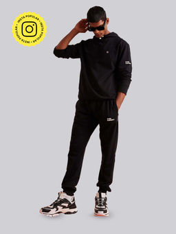 Muvazo - Black Snap Art Statement Hoodie and Joggers (Set of 2)