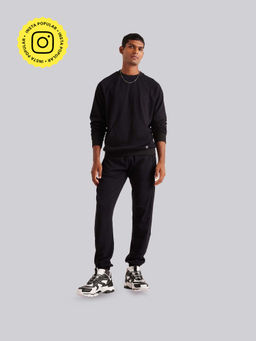Muvazo - Black Urban Ease Crew Neck Sweatshirt and Joggers Co-Ord (Set of 2)