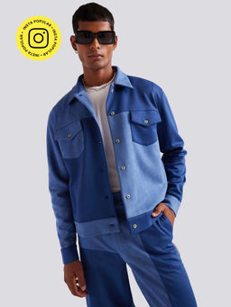 Muvazo - Blue Ink-Blot Suede Jacket