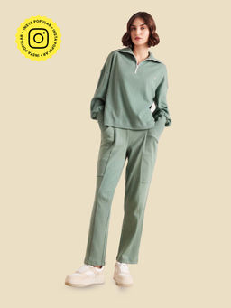 Muvazo - Zipper Bliss Pullover and Pant Co-Ord (Set of 2)