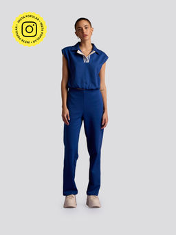 Muvazo - Azure Wave Rib Top with Trackpants (Set of 2)