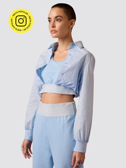 Muvazo - Blue Gro-Ove In Grid Shirt Style Top