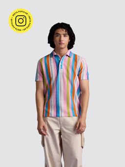 Muvazo - Rainbow Ripple Polo T-Shirt