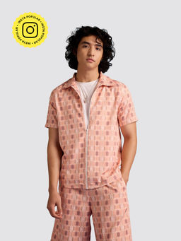 Muvazo - Geo Fusion Shirt Peach