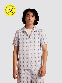 Muvazo - Geo Fusion Shirt Greyish Blue