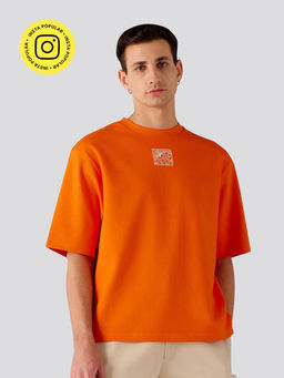 Muvazo - Zen Typography Oversized Unisex T-Shirt - Orange