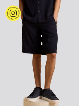 Muvazo - Textured Terrain Shorts - Navy Blue