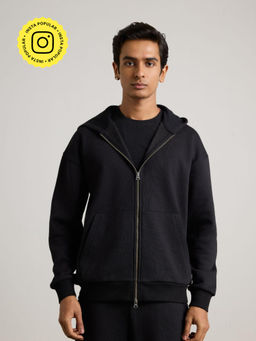 Muvazo - Men Black Solid Full Sleeves Jacket