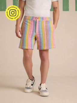 Muvazo - Kaleido Stripes Crochet Shorts