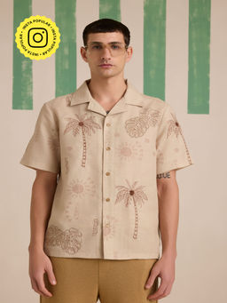 Muvazo - Havana Palm Embroidered Shirt