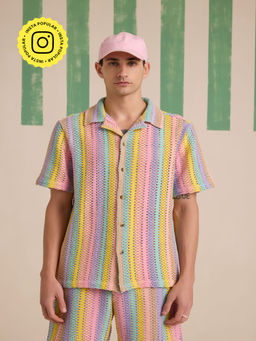 Muvazo - Kaleido Stripes Crochet Shirt