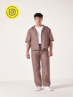 Muvazo - Brown Verano Check Hoody Co-Ord