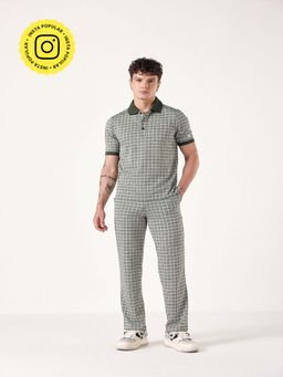 Muvazo - Green Jacq- Grid Knitted Co-Ord