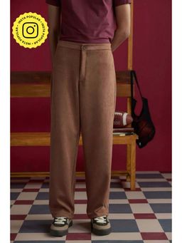 Muvazo - Auburn Suede Brown Men Solid Trouser