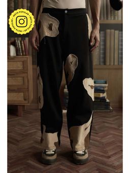 Muvazo - Rugged Applique Black Abstract Trouser