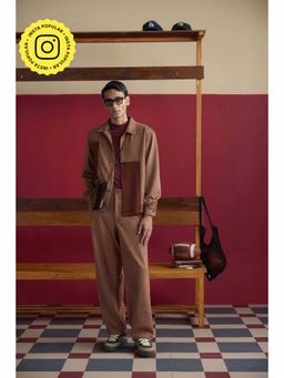 Muvazo - Men Brown Colorblock Co-Ord Set