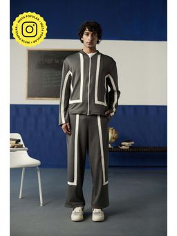 Muvazo - Men Grey Stripes Co-Ord Set