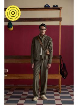 Muvazo - Men Brown Zipper Co-Ord Set