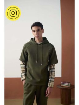 Muvazo - Olive Plaid Fusion Hoodie