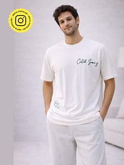 Muvazo - Love Barcode He White Printed T-Shirt