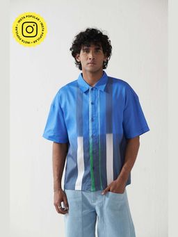 Muvazo - Blue Coastal Contrast Button-Down Shirt