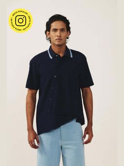 Muvazo - Navy Blue Midnight Layer Polo T-Shirt