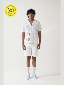 Muvazo - Blue Coastal Sketch Graphic Shirt