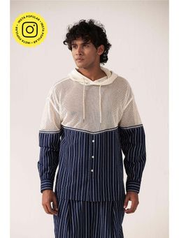 Muvazo - Navy Blue Stripes Tide Shirt