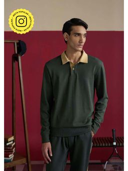 Muvazo - Olive Cotton Blend Sweatshirt