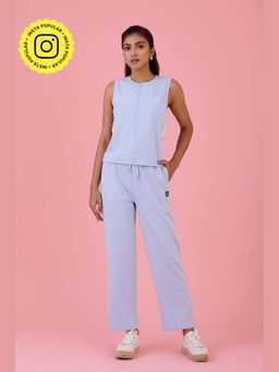 Muvazo - Blue Blended Fabric Solid Vest