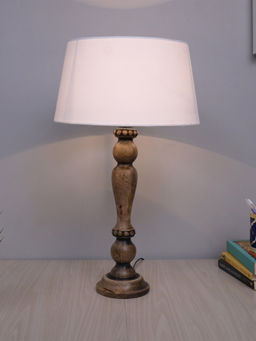 Homesake - Polka Wood Table Lamp Distressed Antique White