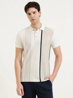 United Colors of Benetton - Men Stripes Polo T-Shirt - Cream