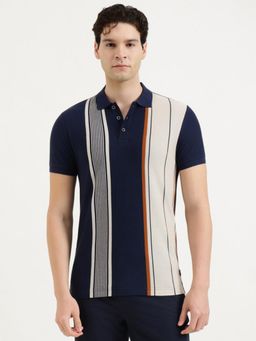 United Colors of Benetton - Men Stripes Polo T-Shirt - Navy Blue