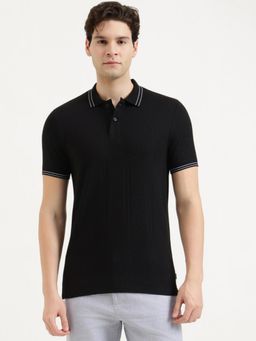 United Colors of Benetton - Men Solid/Plain Polo T-Shirt - Black