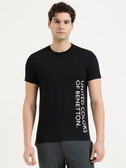 United Colors of Benetton - Men Typography T-Shirt - Black