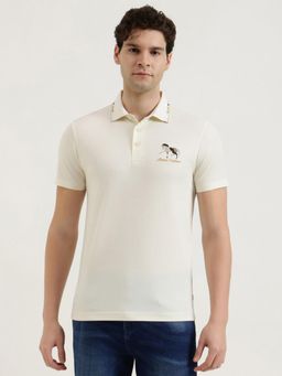 United Colors of Benetton - Men Solid/Plain Polo T-Shirt - Cream