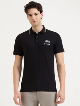 United Colors of Benetton - Men Solid/Plain Polo T-Shirt - Black