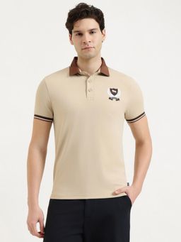 United Colors of Benetton - Men Solid/Plain Polo T-Shirt - Beige